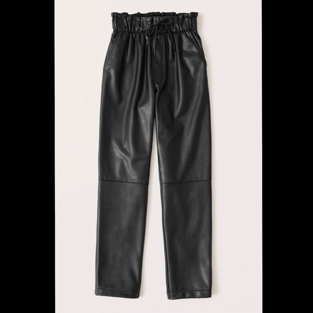 Tapered Pull On Vegan Leather Pants